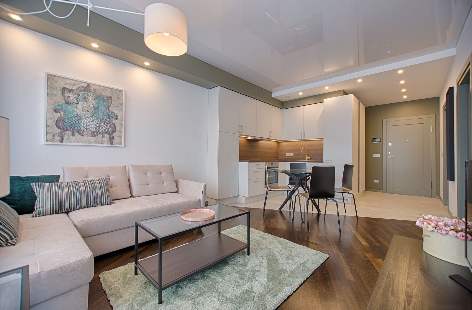 Open-plan living room designed in 3D